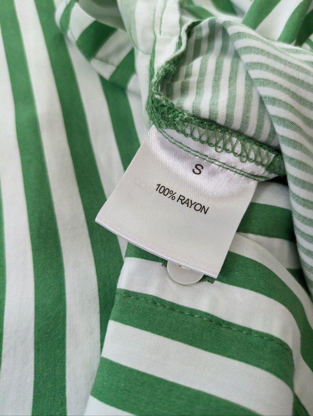 Jane Delancey Green White Striped Button Up Shirt Oversized Small Boxy Relaxed - Picture 7 of 7